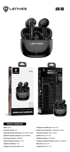 LENYES Air 69 BLACK Auriculares Bluetooth 5.4 TWS con Carga Magnética - Control Táctil y Hi-Res Audio (Copia)