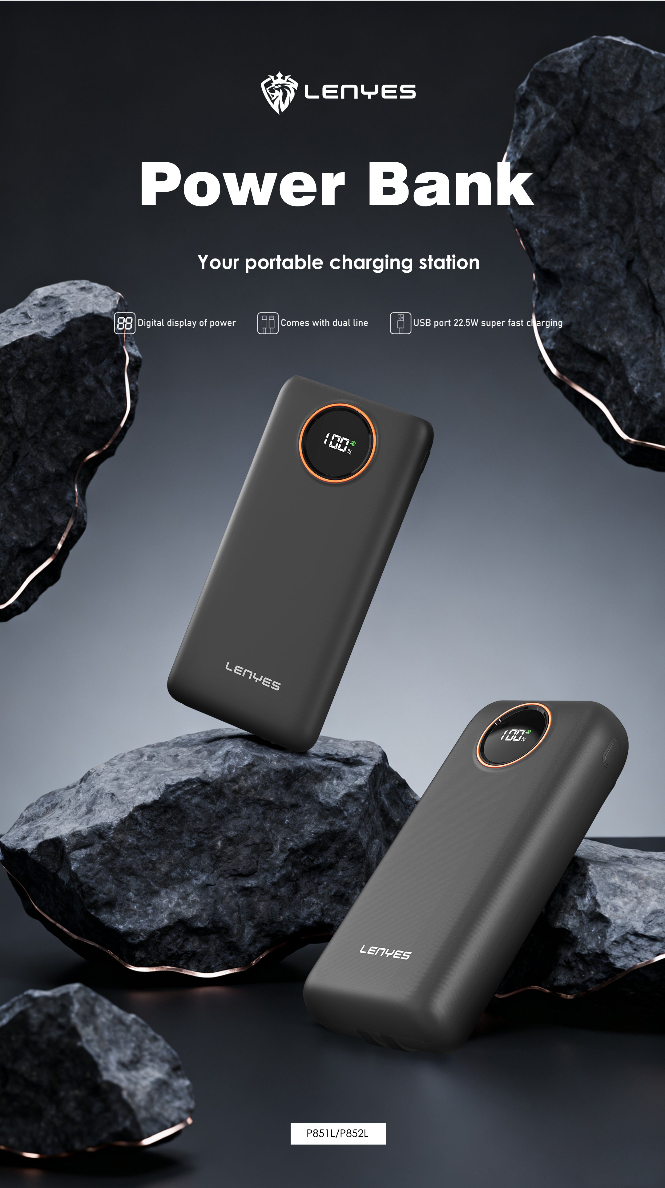 Powerbank 10.000mAH P851L BLACK