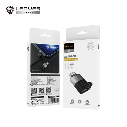 AX119 Adaptador Micro USB/V8 a Lightning -Lenyes