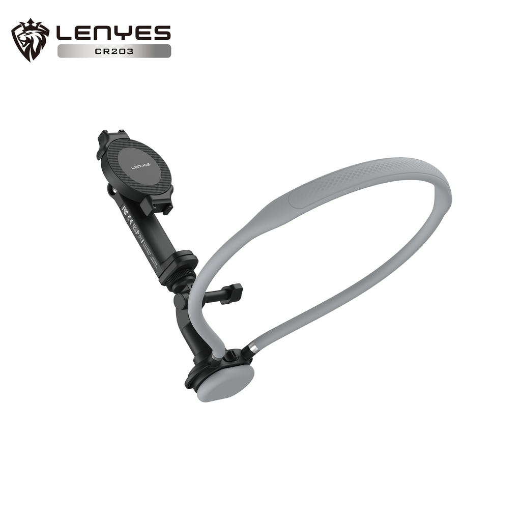 LENYES CR203 Soporte Cuello Móvil POV Magnético Doble Bloqueo Flexible Negro