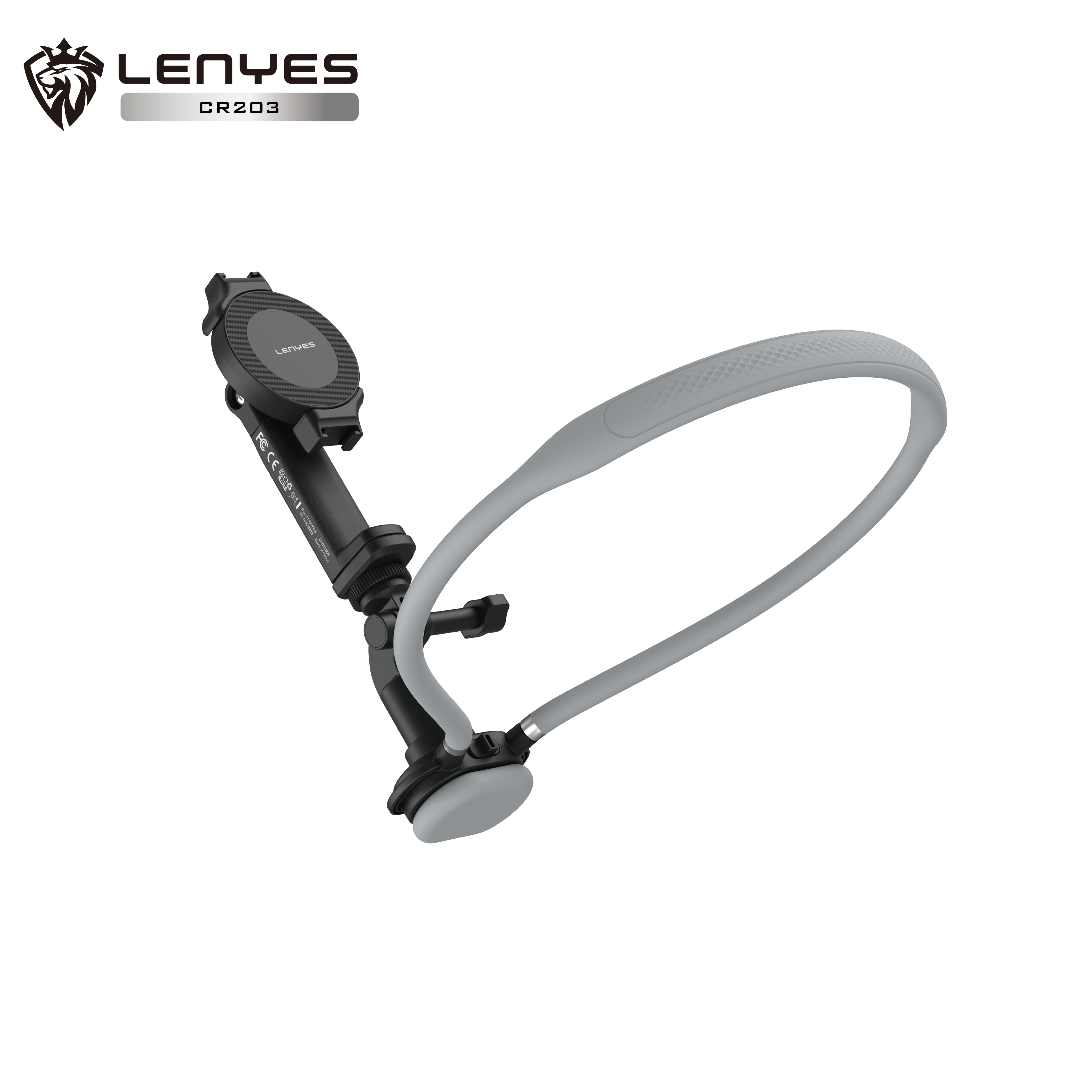 LENYES CR203 Soporte Cuello Móvil POV Magnético Doble Bloqueo Flexible Negro