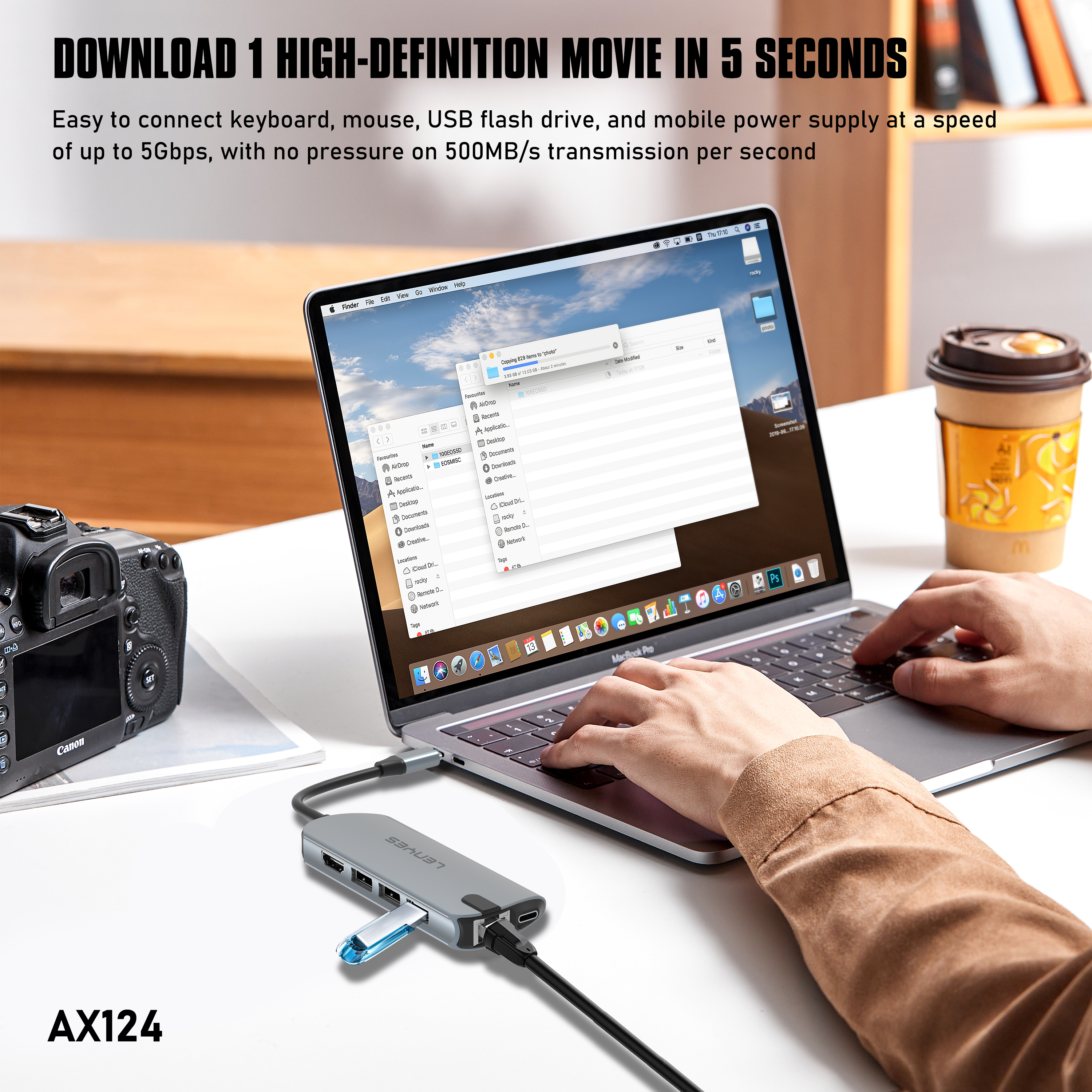 AX124 Tipo-C HUB 8 en 1 -Lenyes