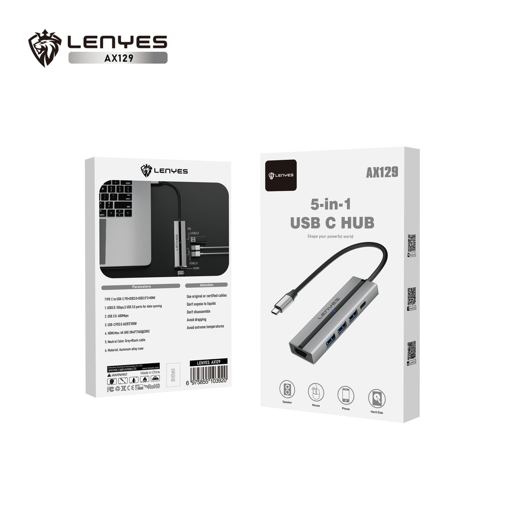 AX129 Tipo-C HUB 5 en 1 -Lenyes