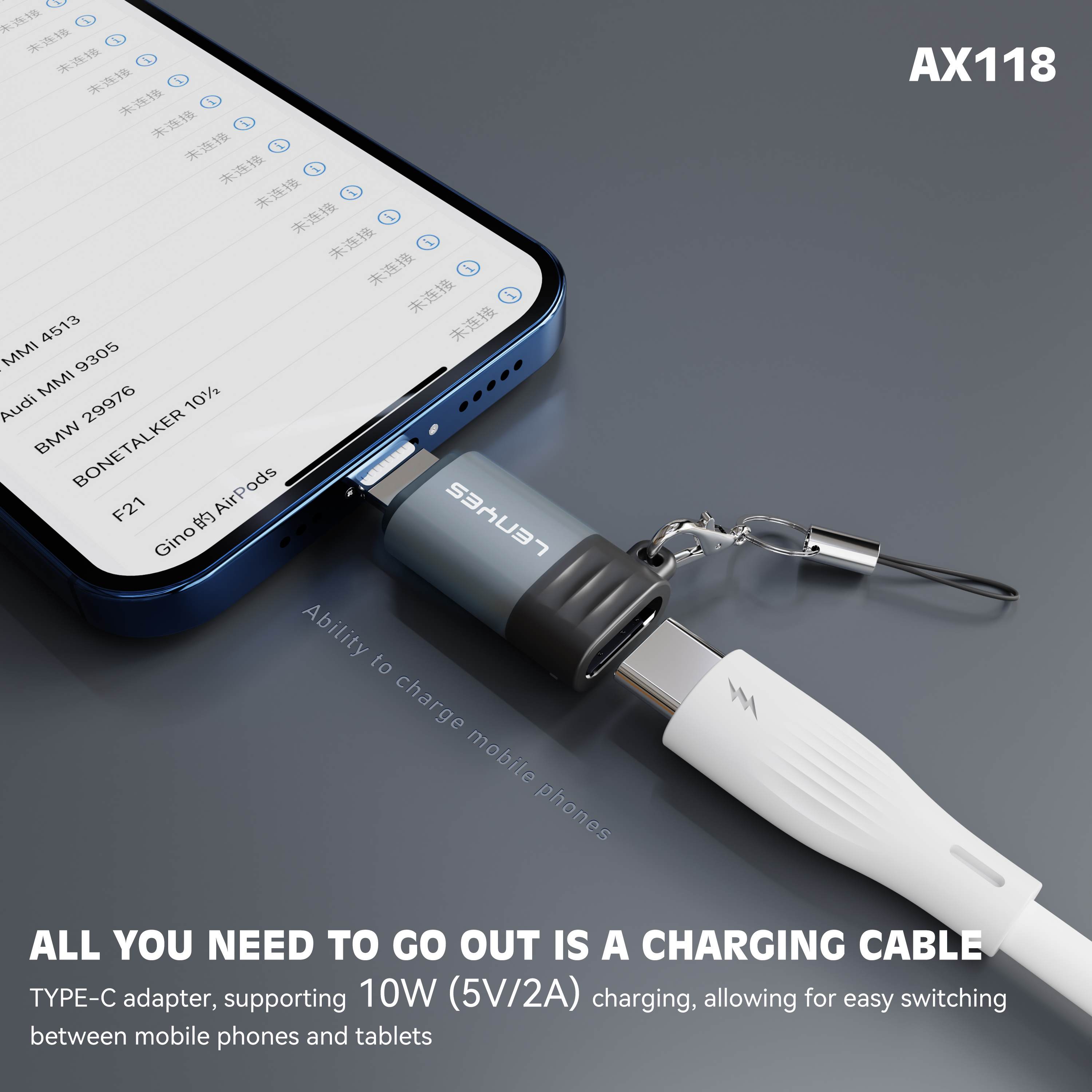 AX118 Adaptador Tipo-C a Lightning -Lenyes