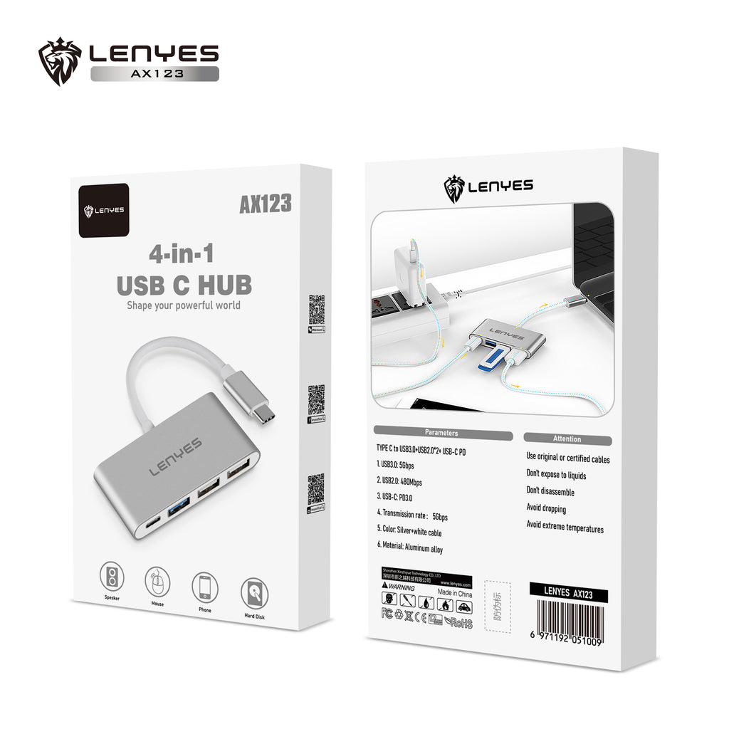 AX123 Tipo-C HUB 4 en 1 -Lenyes