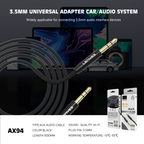 LENYES AX94 Cable Auxiliar 3.5mm Hi-Fi Chapado Oro Trenzado 1m Negro
