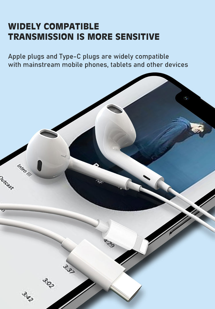 LENYES LF100 Auriculares Lightning iPhone Hi-Fi Extra Bass Micrófono Blanco
