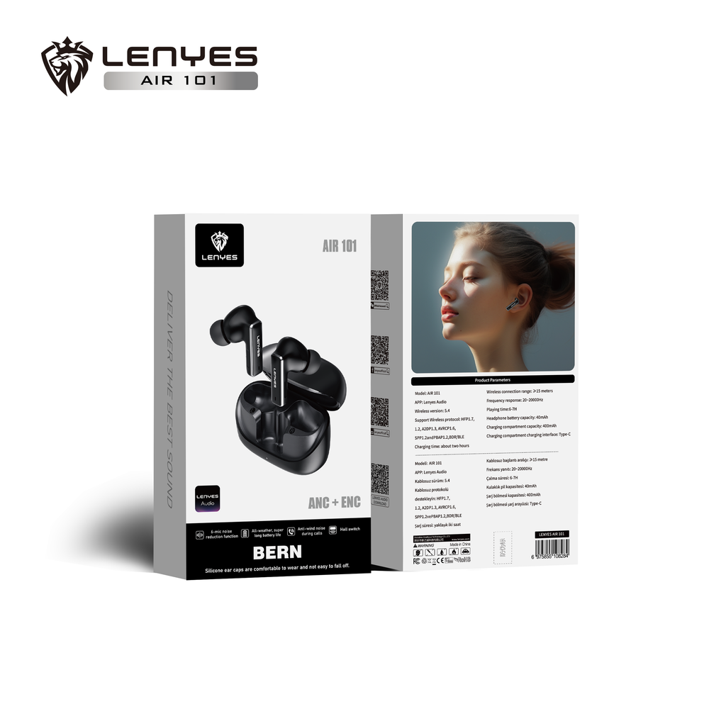 LENYES AIR 101 Auriculares Inalámbricos TWS con Cancelación de Ruido ANC+ENC Bluetooth 5.4