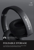 LENYES LH26 ANC Auriculares Bluetooth Cancelación Ruido 40mm Plegables Negro