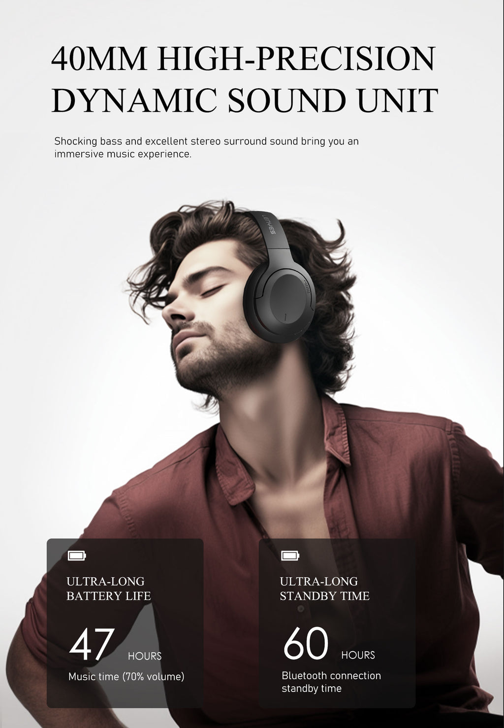 LENYES LH26 ANC Auriculares Bluetooth Cancelación Ruido 40mm Plegables Negro