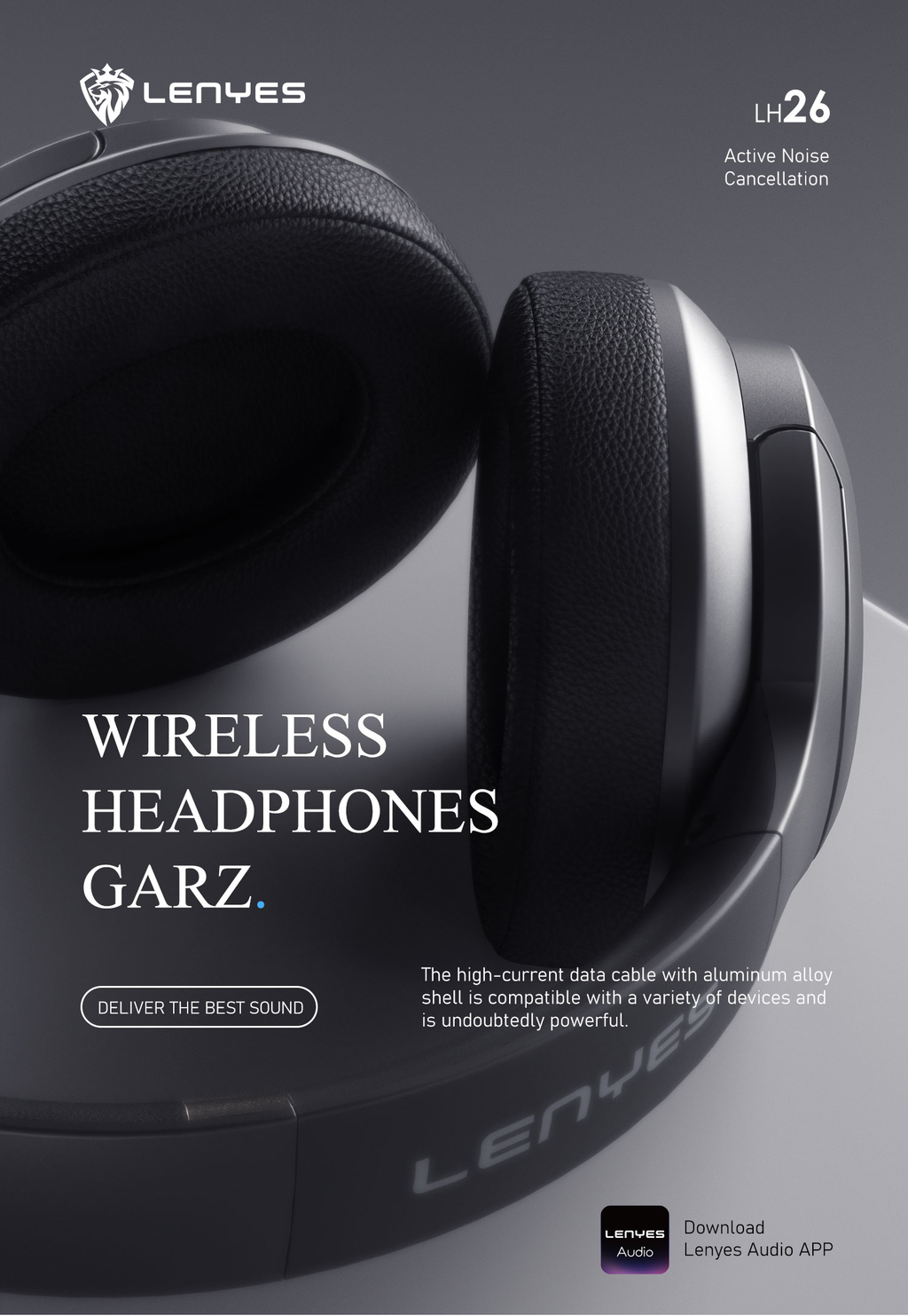 LENYES LH26 ANC Auriculares Bluetooth Cancelación Ruido 40mm Plegables Negro