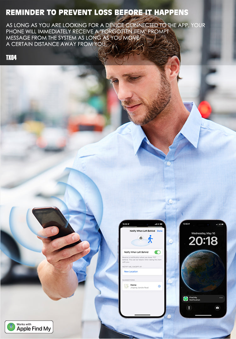 LENYES TX04 Localizador Apple Find My IPX5 Alerta Anti-Olvido Sonido