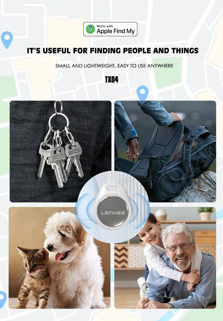 LENYES TX04 Localizador Apple Find My IPX5 Alerta Anti-Olvido Sonido