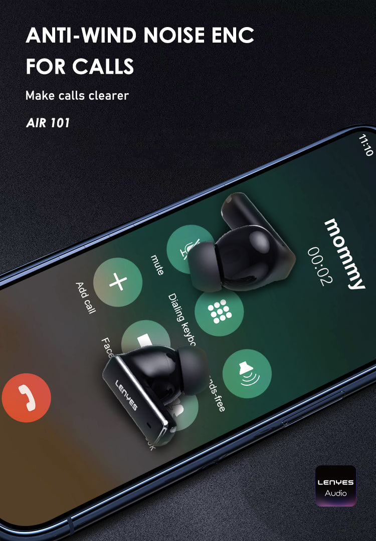 LENYES AIR 101 Auriculares Inalámbricos TWS con Cancelación de Ruido ANC+ENC Bluetooth 5.4