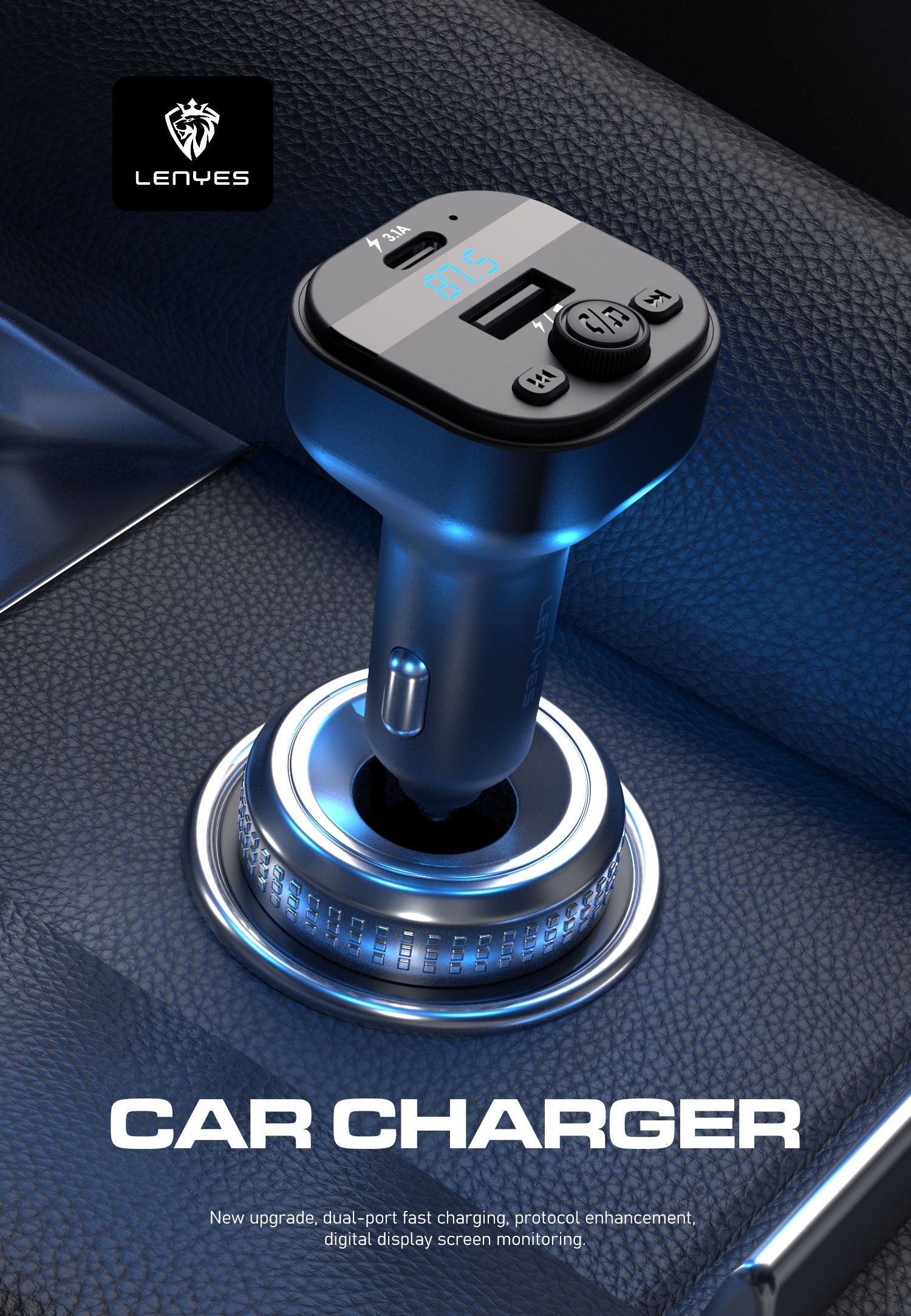 CA812 Transmisor de coche bluetooth -negro Lenyes