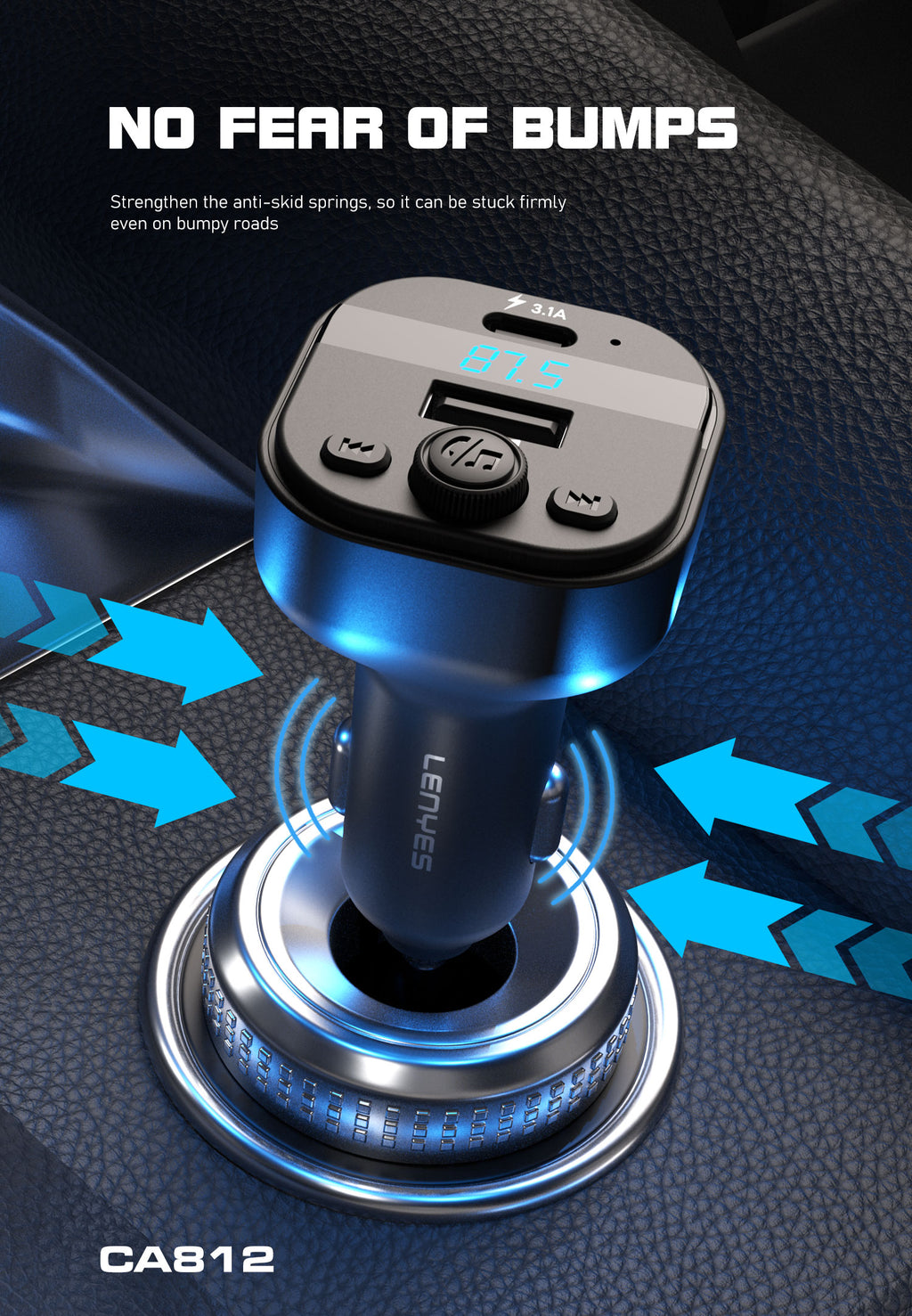 CA812 Transmisor de coche bluetooth -negro Lenyes