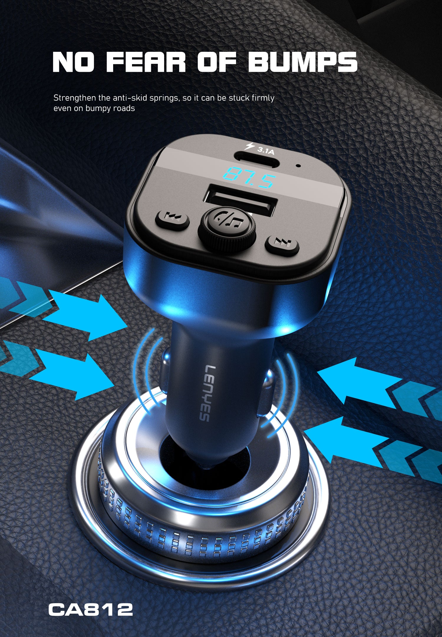 CA812 Transmisor de coche bluetooth -negro Lenyes