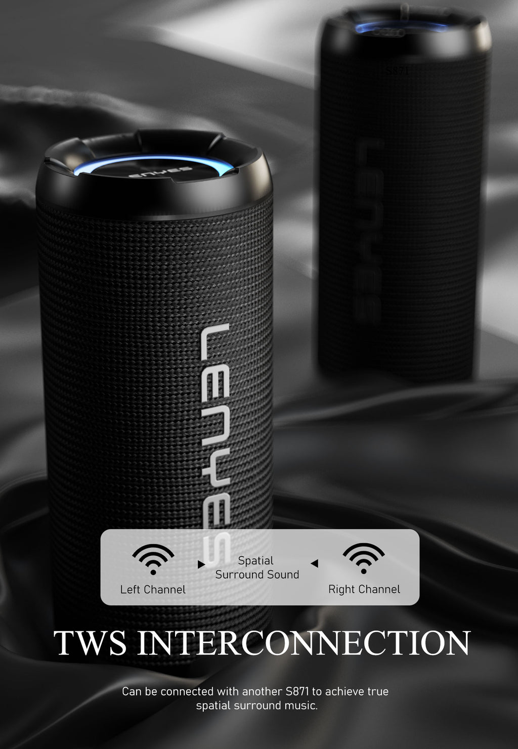 LENYES S871 Altavoz Bluetooth Alta Fidelidad IPX6 TWS 10 Horas Negro
