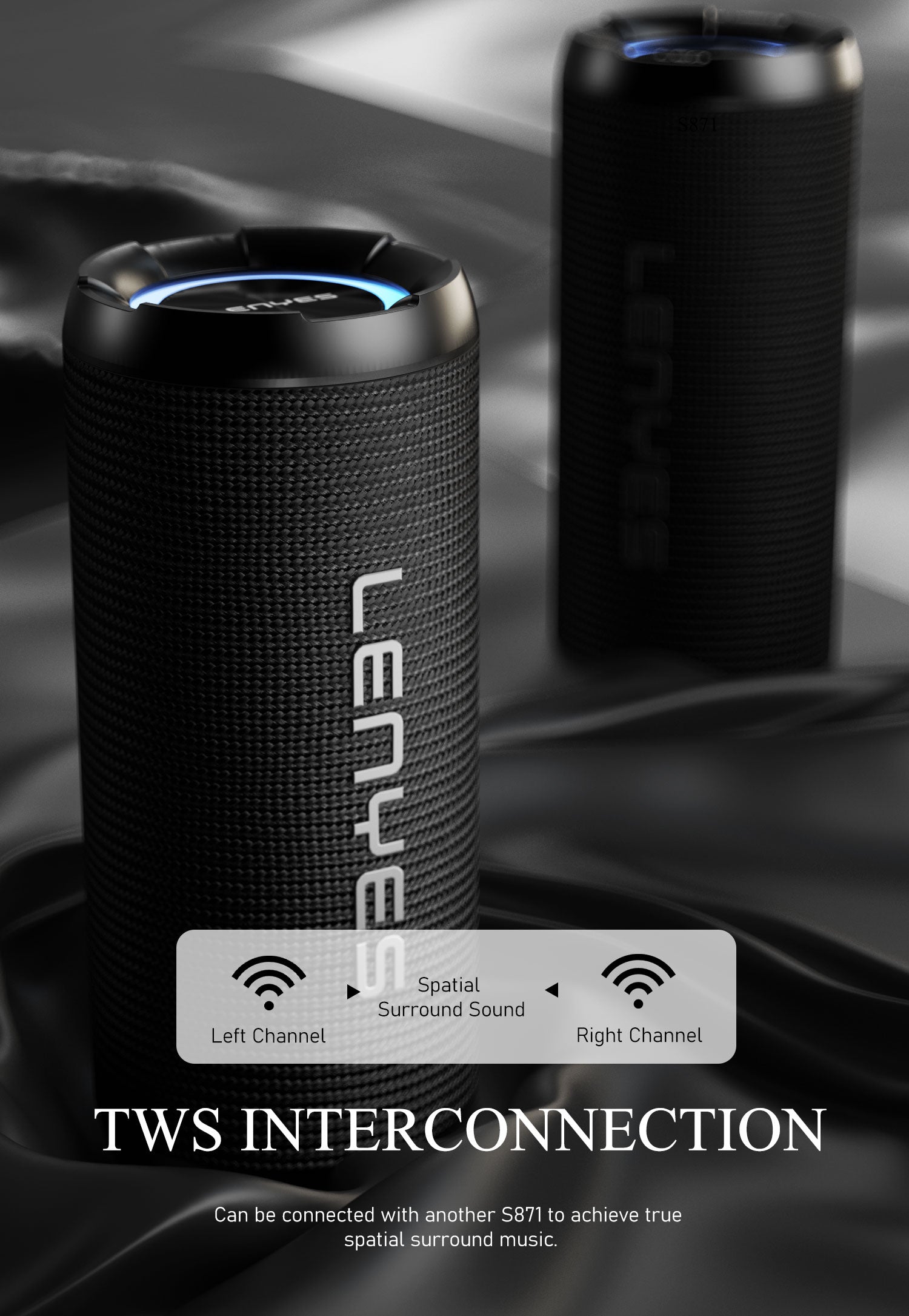 LENYES S871 Altavoz Bluetooth Alta Fidelidad IPX6 TWS 10 Horas Negro