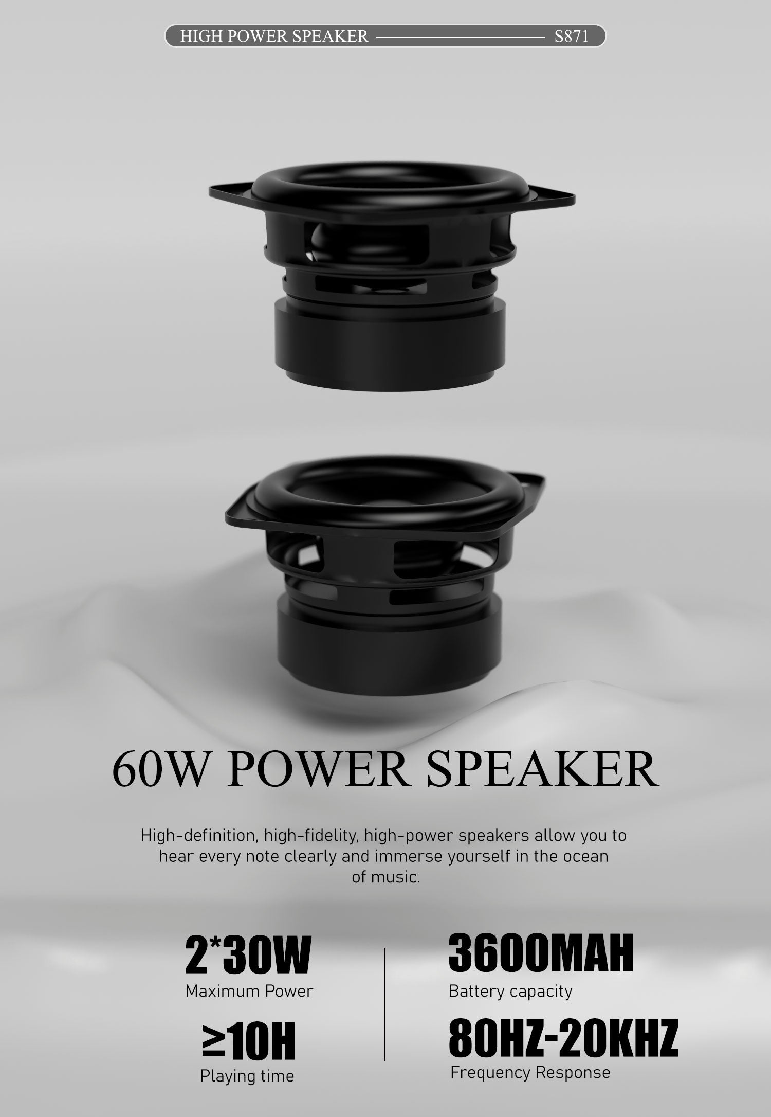 LENYES S871 Altavoz Bluetooth Alta Fidelidad IPX6 TWS 10 Horas Negro