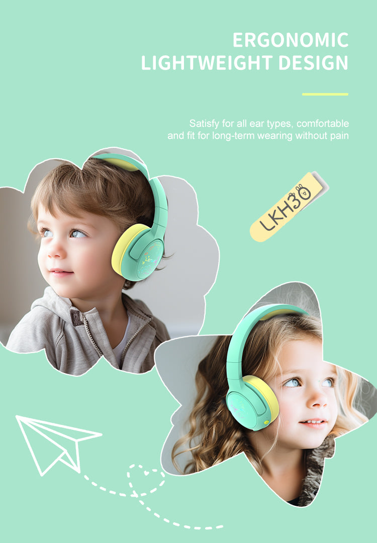 LENYES LKH30 Auriculares Bluetooth Niños Volumen Seguro 40mm 20h RGB Azul