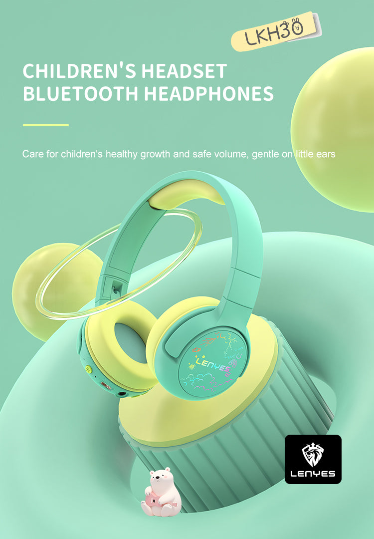 LENYES LKH30 Auriculares Bluetooth Niños Volumen Seguro 40mm 20h RGB Azul