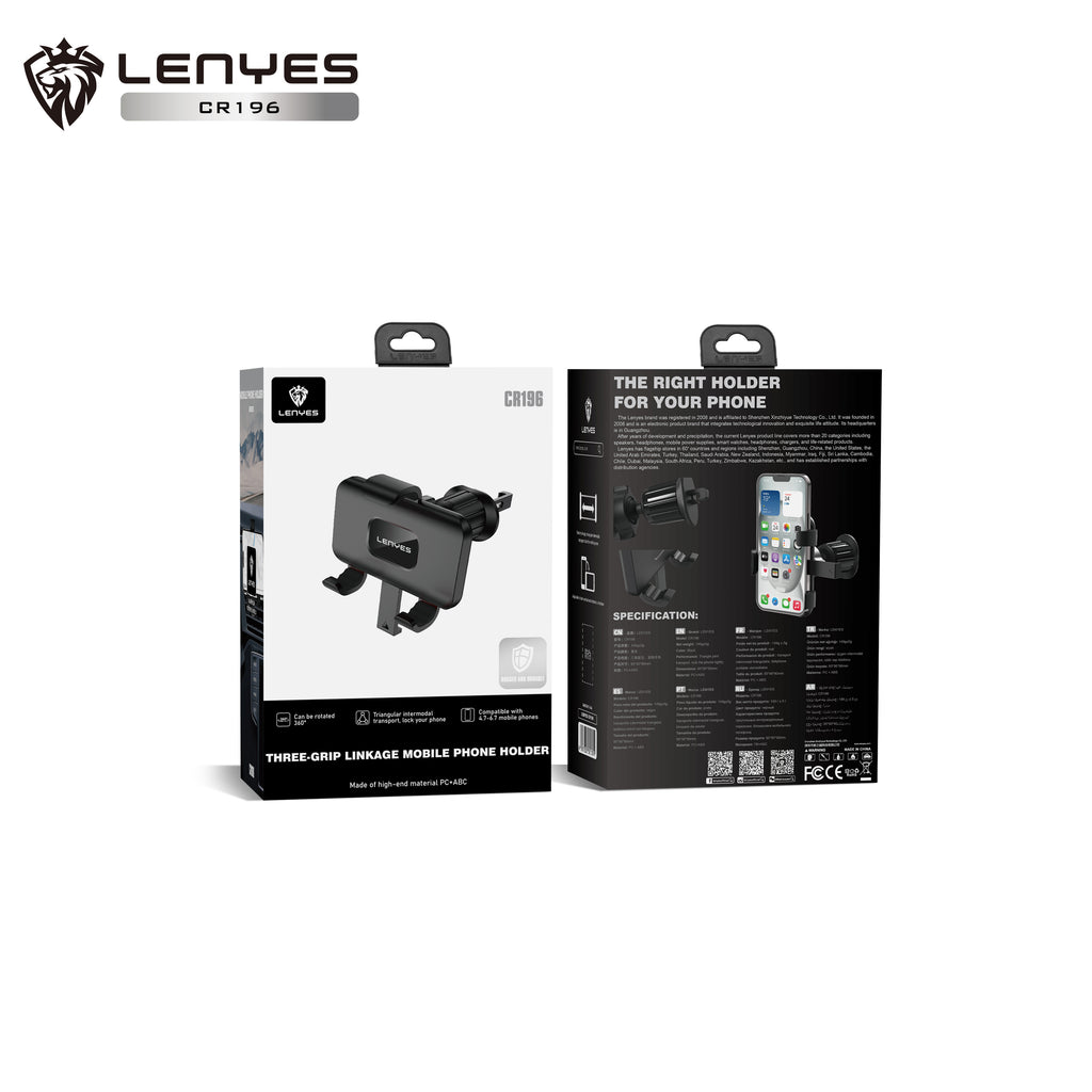LENYES CR196 Soporte Coche Gravedad Rejilla Triangular 360° Negro