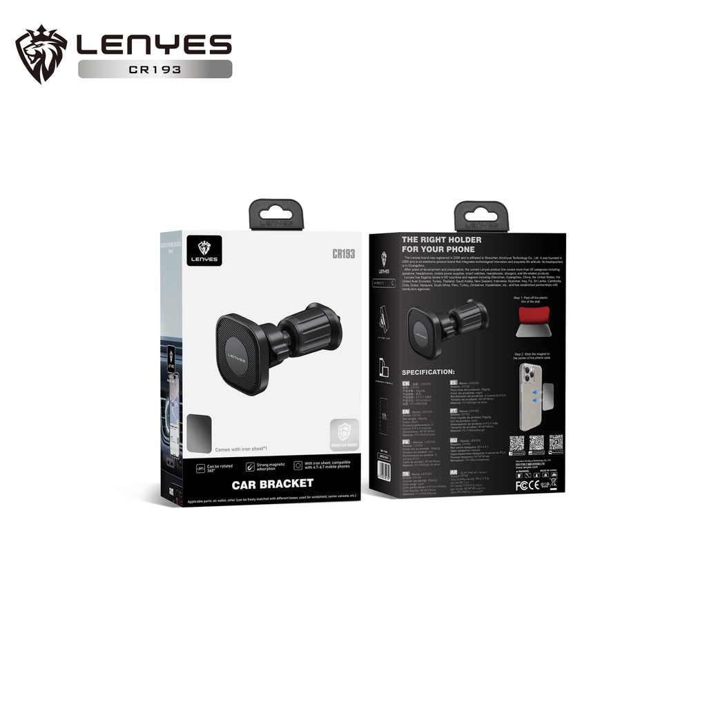 LENYES CR193 Soporte Magnético Coche Rejilla 6 Imanes 360° MagSafe Negro
