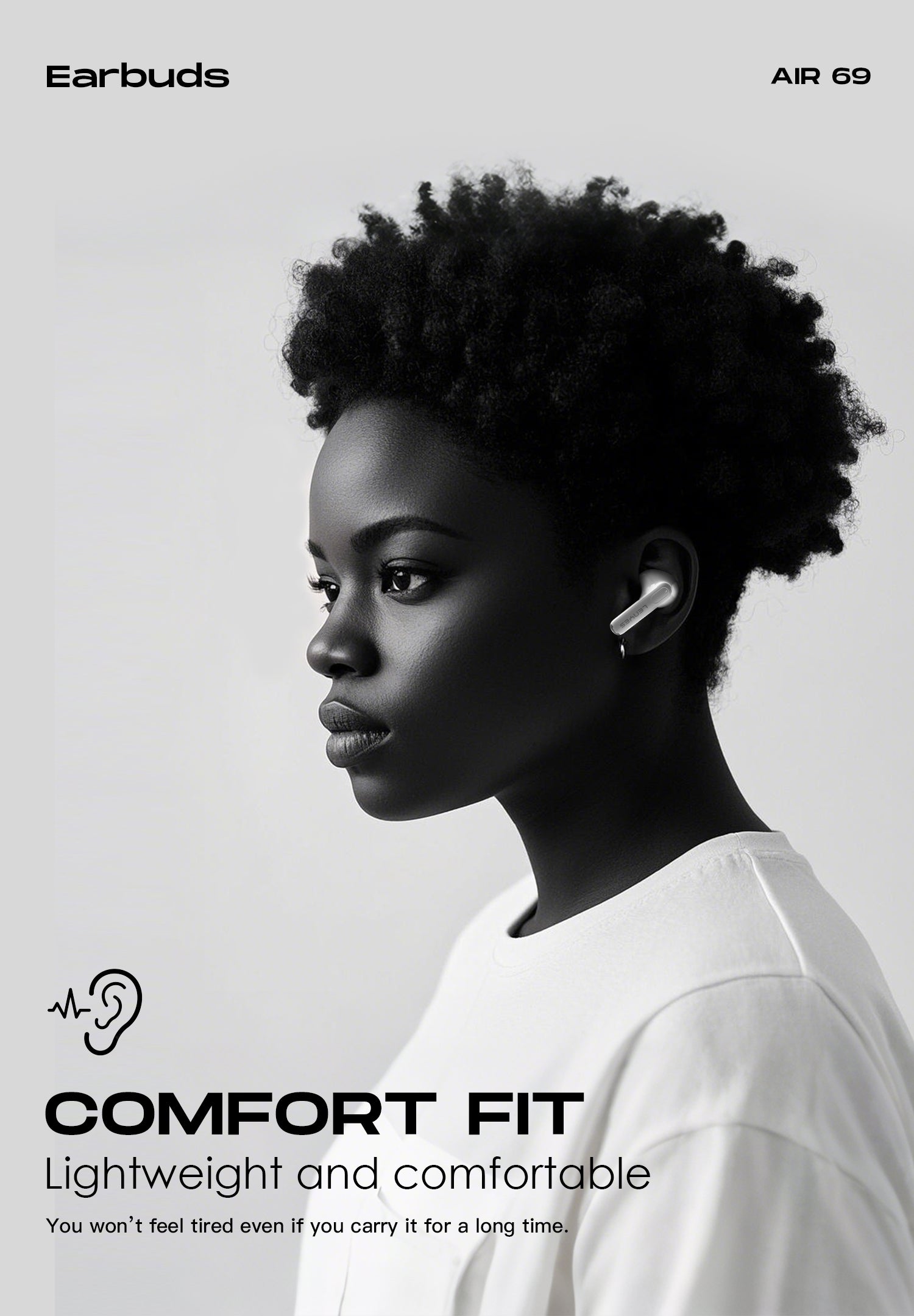 LENYES Air 69 BLACK Auriculares Bluetooth 5.4 TWS con Carga Magnética - Control Táctil y Hi-Res Audio (Copia)