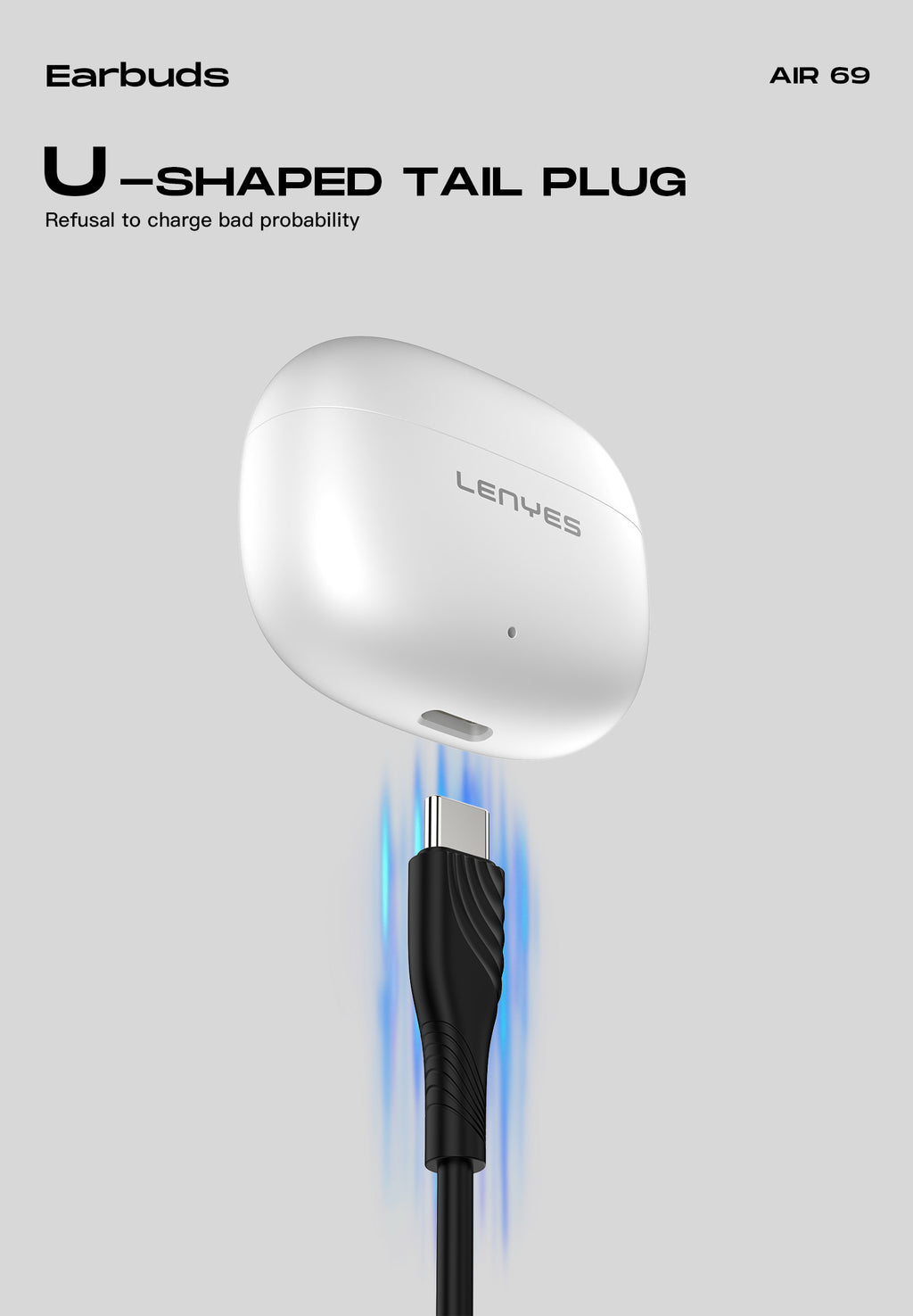 LENYES Air 69 WHITE Auriculares Bluetooth 5.4 TWS con Carga Magnética - Control Táctil y Hi-Res Audio