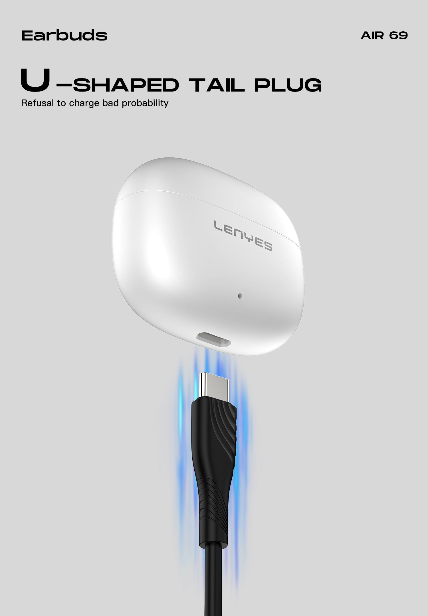 LENYES Air 69 WHITE Auriculares Bluetooth 5.4 TWS con Carga Magnética - Control Táctil y Hi-Res Audio