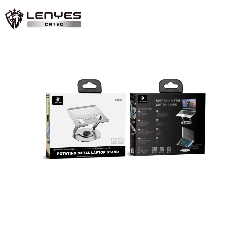 LENYES CR190 Soporte Portátil Tablet 360° Aluminio 10-17.3" Plegable Plata