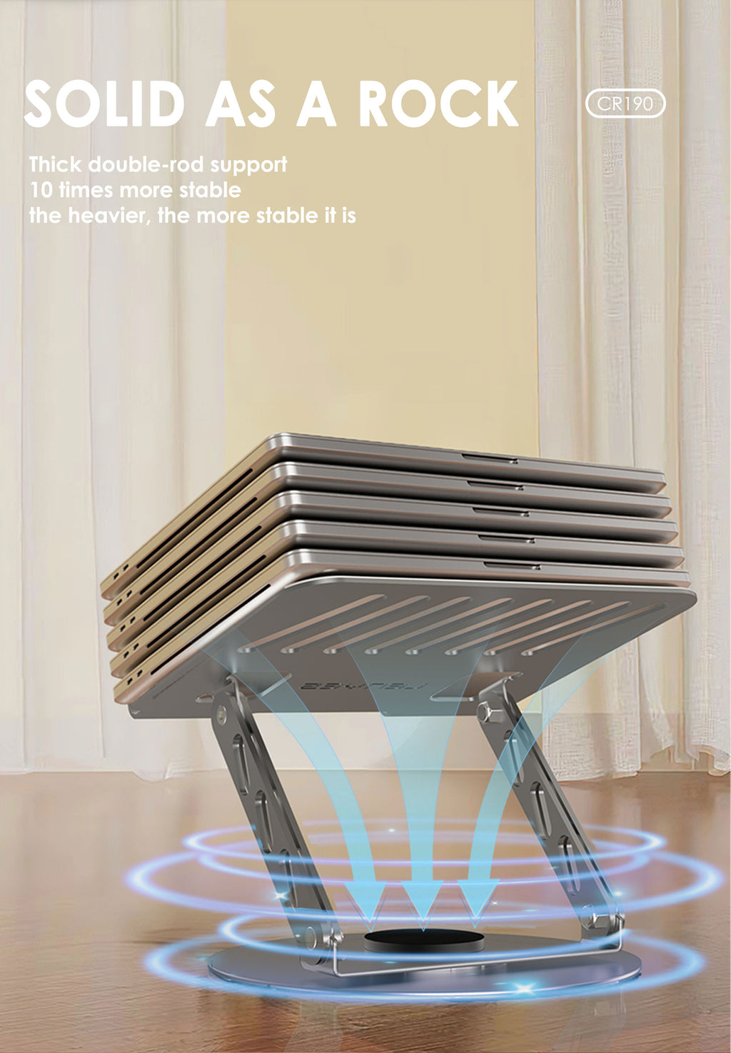 LENYES CR190 Soporte Portátil Tablet 360° Aluminio 10-17.3" Plegable Plata