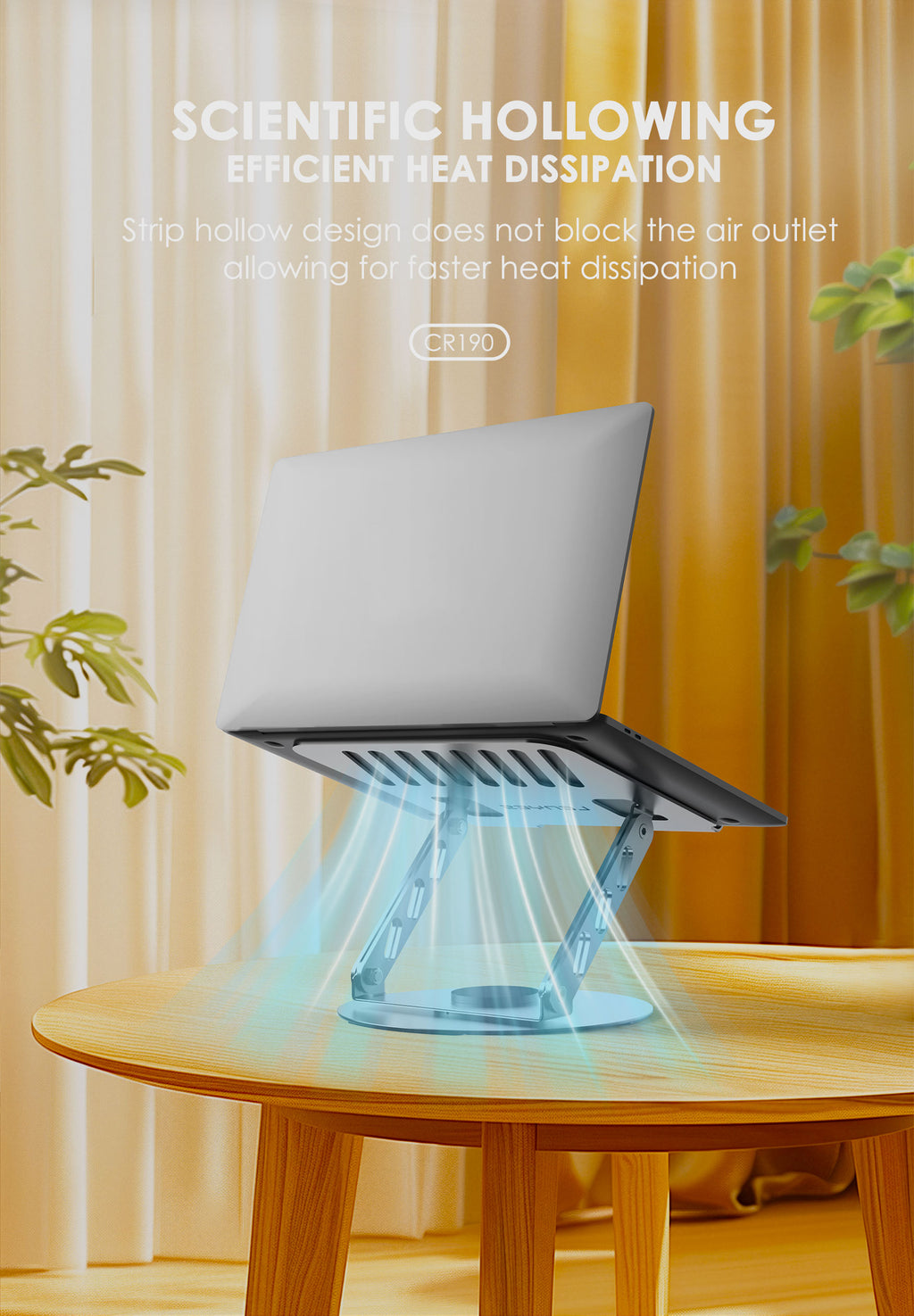 LENYES CR190 Soporte Portátil Tablet 360° Aluminio 10-17.3" Plegable Plata