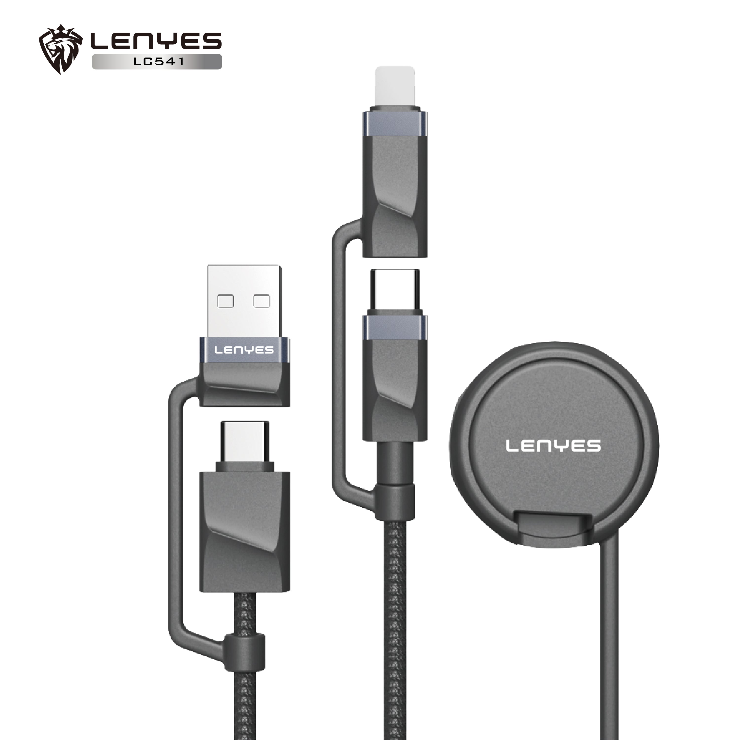 LENYES LC541 Cable de Datos 3 en 1 con Carga Inalámbrica para Smartwatch