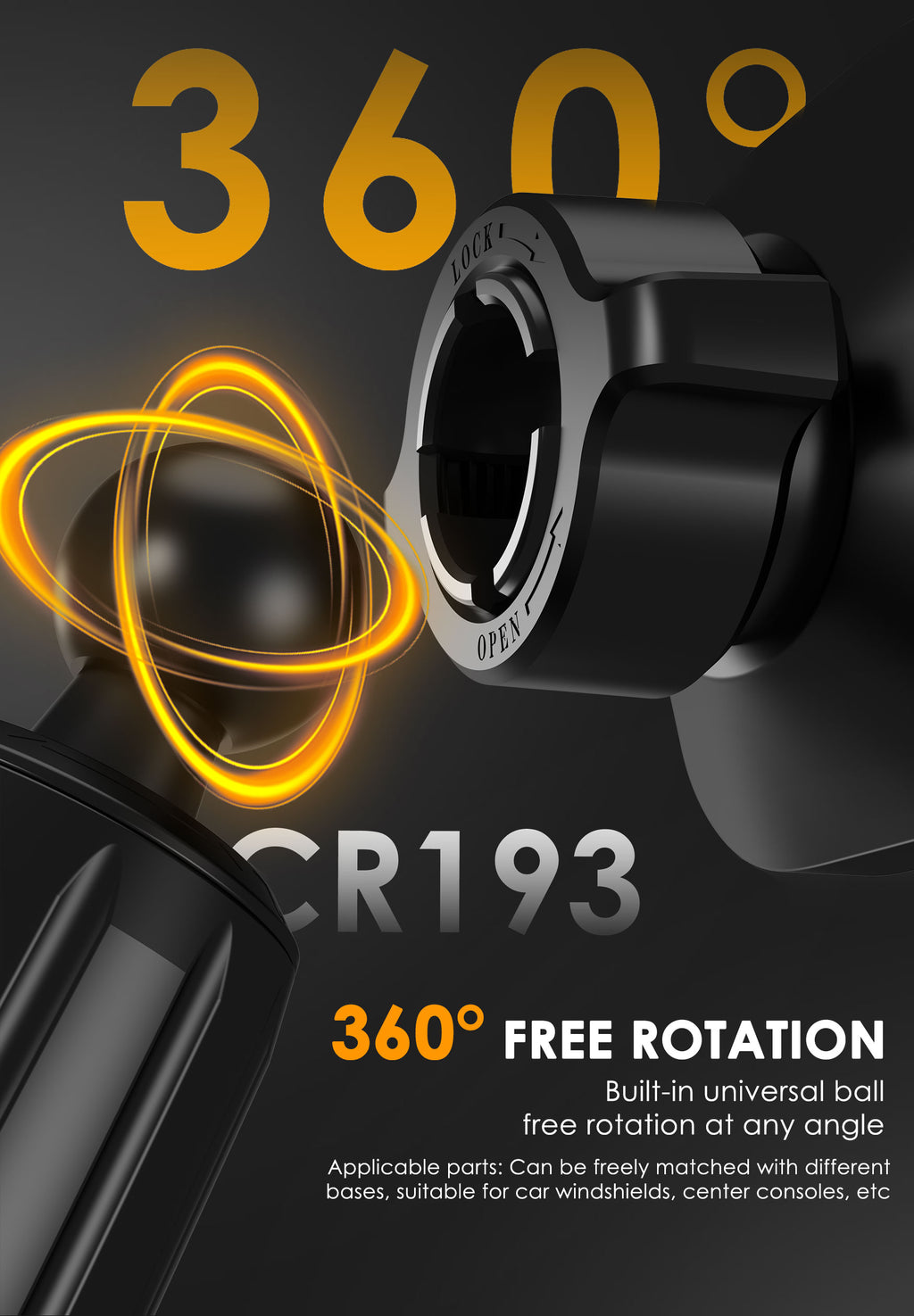 LENYES CR193 Soporte Magnético Coche Rejilla 6 Imanes 360° MagSafe Negro
