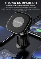 LENYES CR193 Soporte Magnético Coche Rejilla 6 Imanes 360° MagSafe Negro