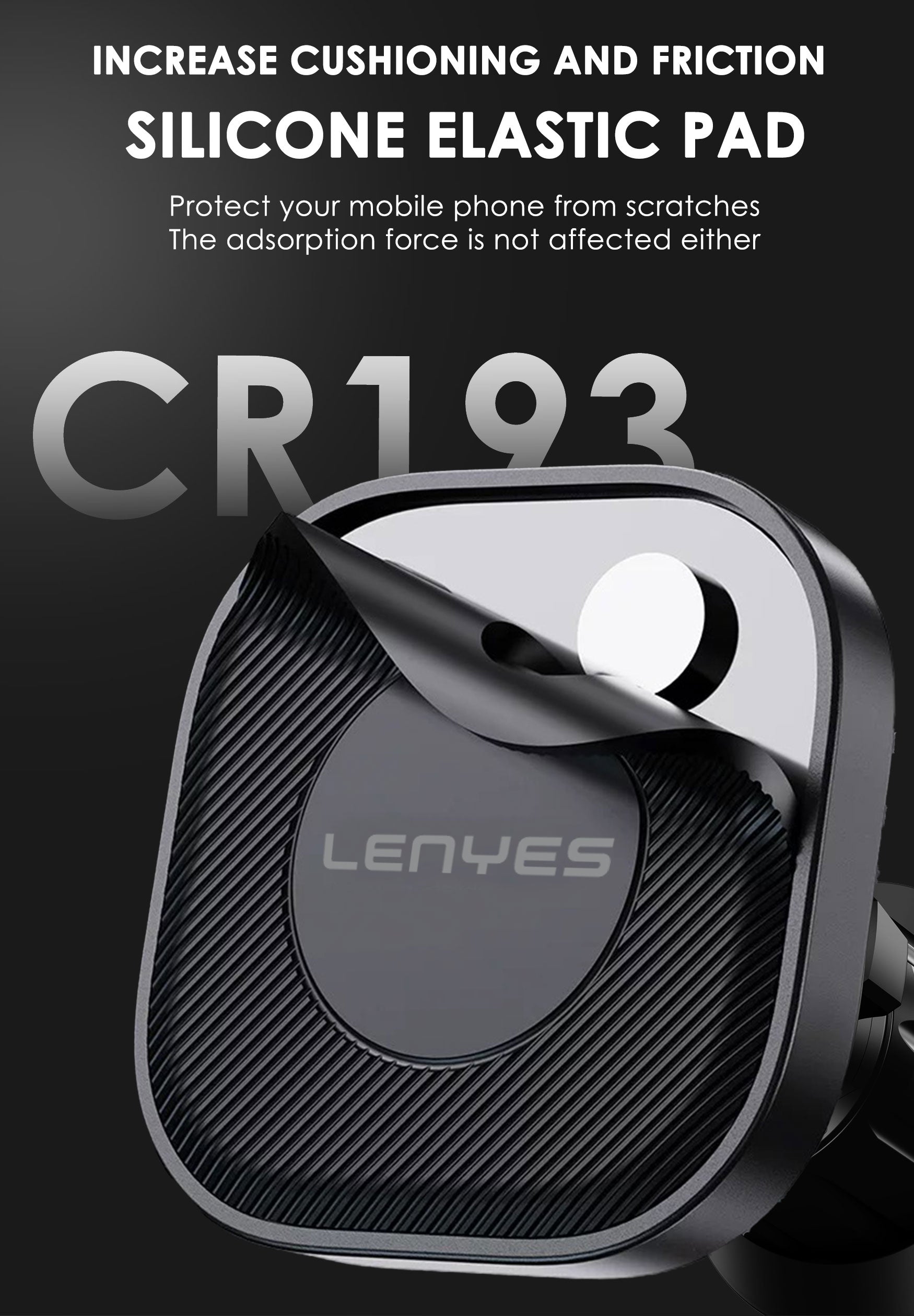 LENYES CR193 Soporte Magnético Coche Rejilla 6 Imanes 360° MagSafe Negro