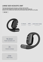 LENYES AIR 202 BEIGE Auriculares Bluetooth 5.4 Abiertos con Gancho - IPX4 Resistentes al Agua 32h Batería