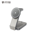 LENYES PW313 Cargador Inalámbrico 3en1 15W Plegable 0-65° Luz 9 Protecciones Gris