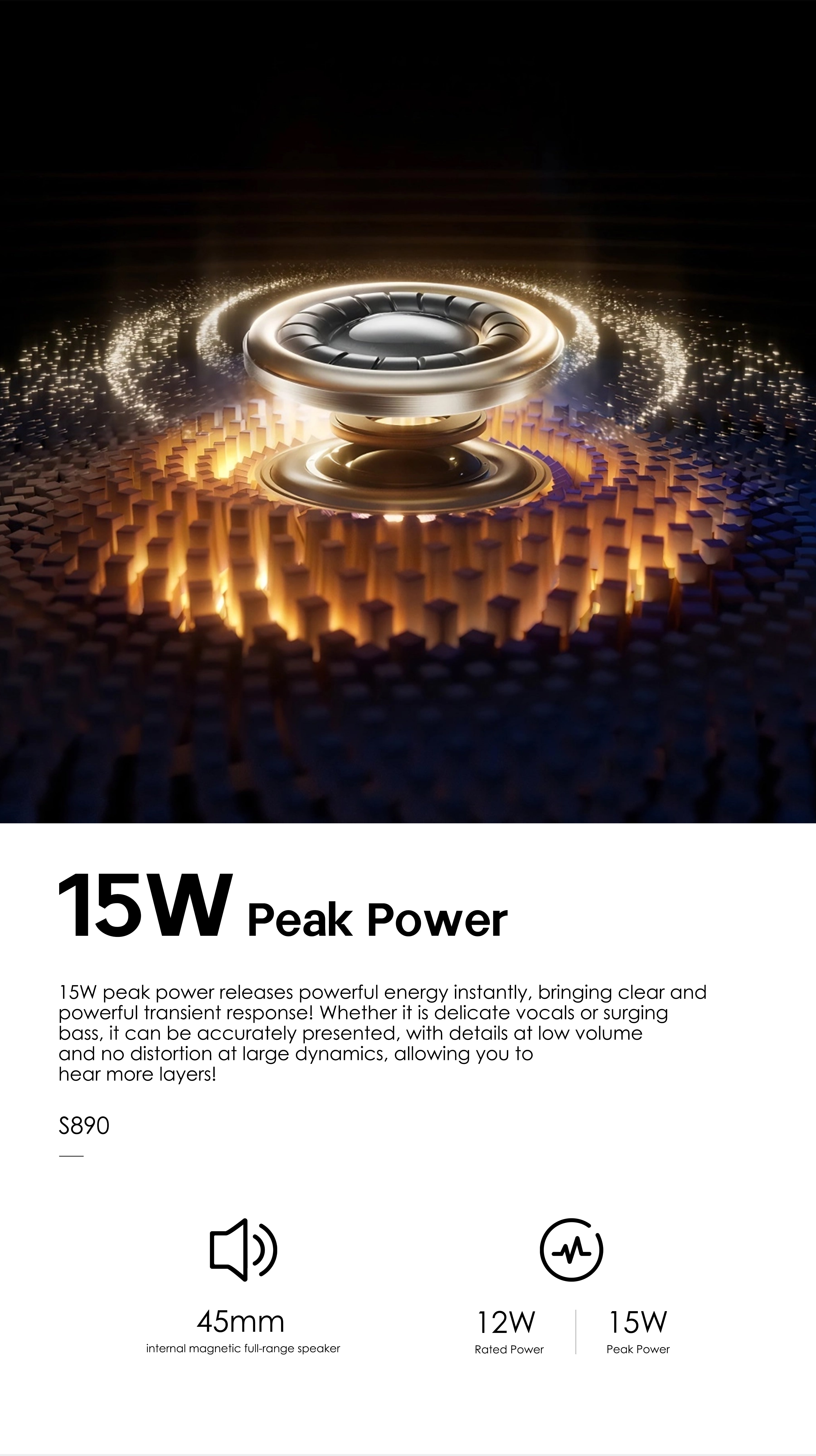 LENYES S890 Altavoz Bluetooth Potente IPX6 TWS 15 Horas Blanco