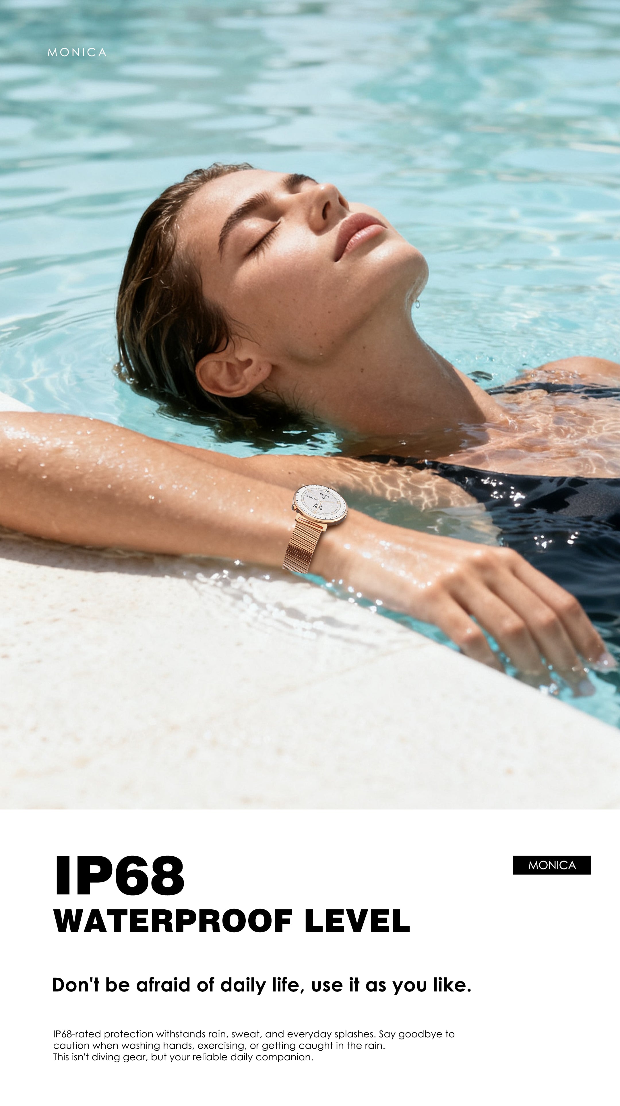 LENYES MONICA Smartwatch Ultra-Thin 8mm AMOLED 1.32" IP68 180mAh Oro Rosa