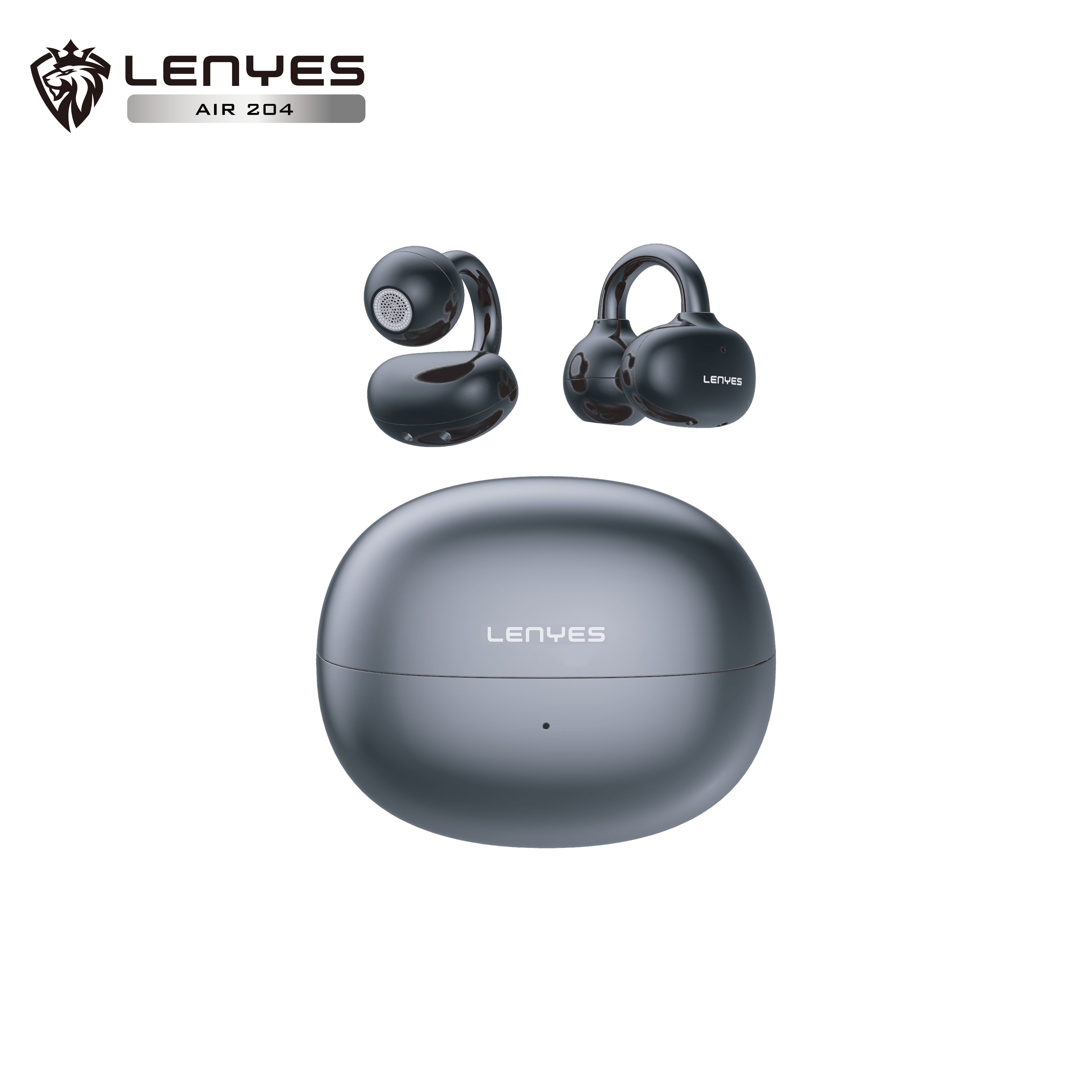 LENYES AIR 204 Auriculares OWS Clip-On Bluetooth 6.0 Open-Ear 4.5H App Audio Negro