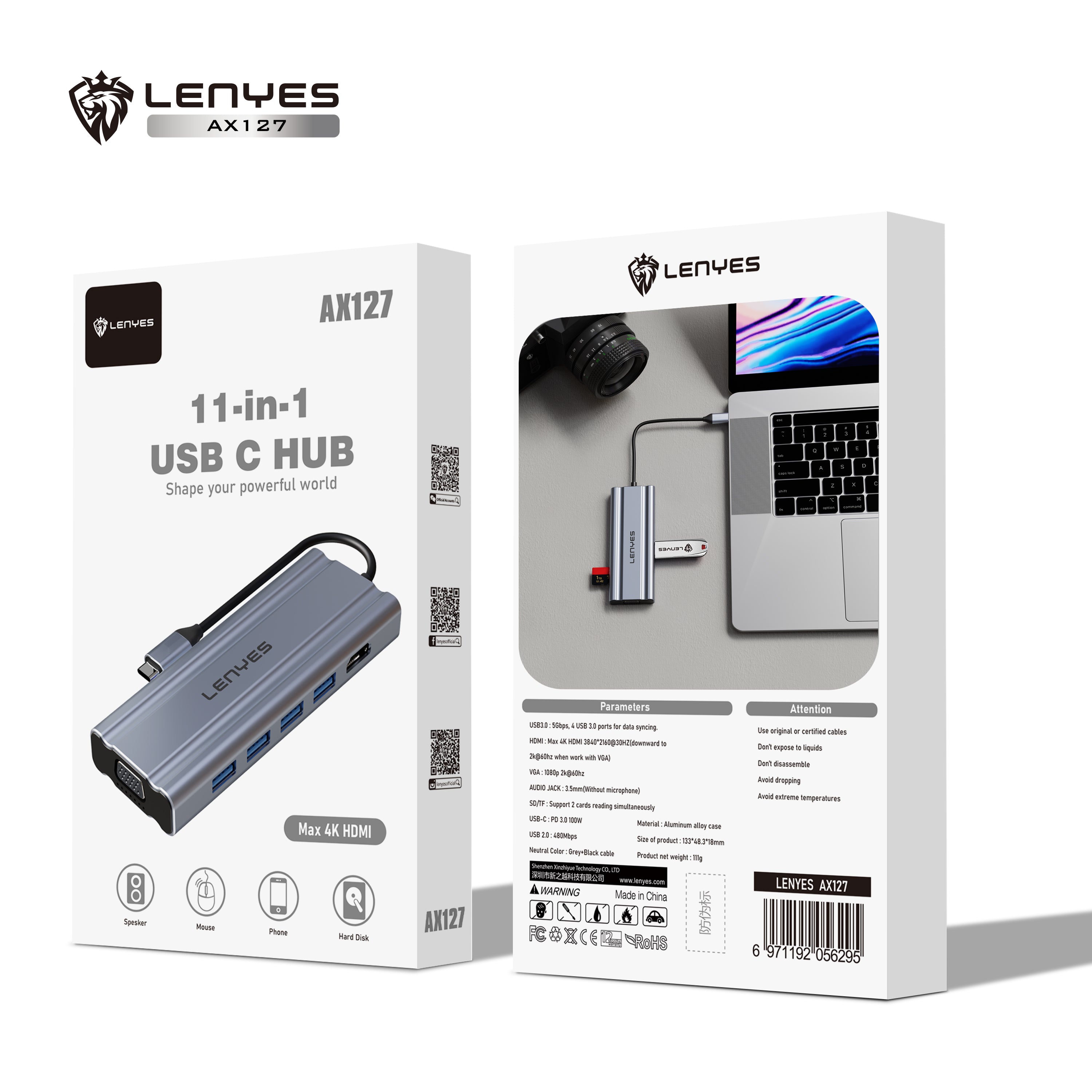 AX127 Tipo-C HUB 11 en 1 -Lenyes