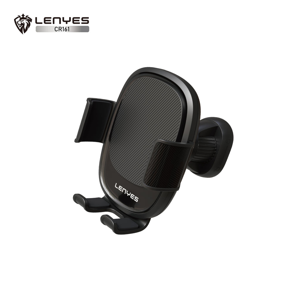 LENYES CR161 Soporte Coche Gravedad Rejilla Triángulo Dorado 360° Negro