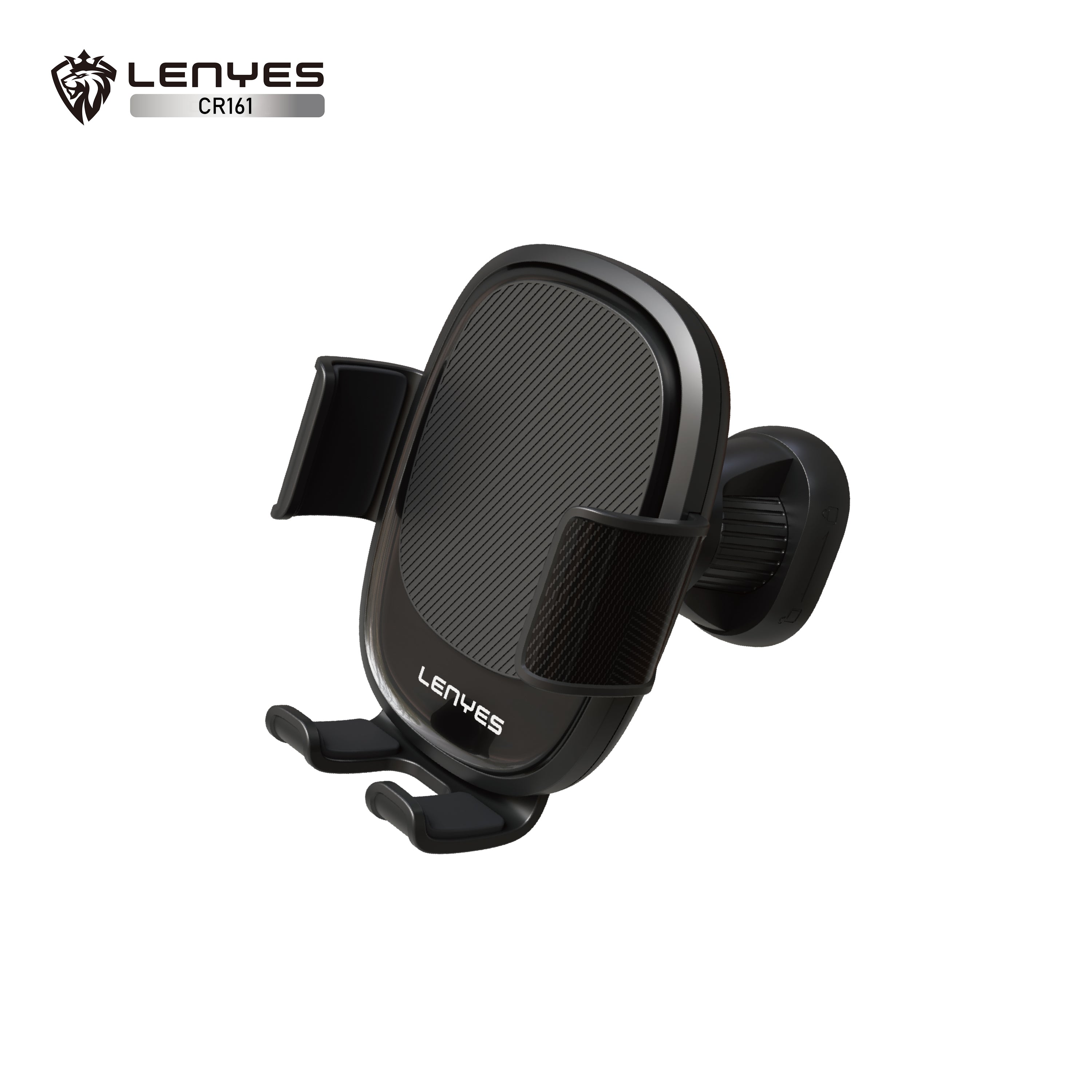 LENYES CR161 Soporte Coche Gravedad Rejilla Triángulo Dorado 360° Negro