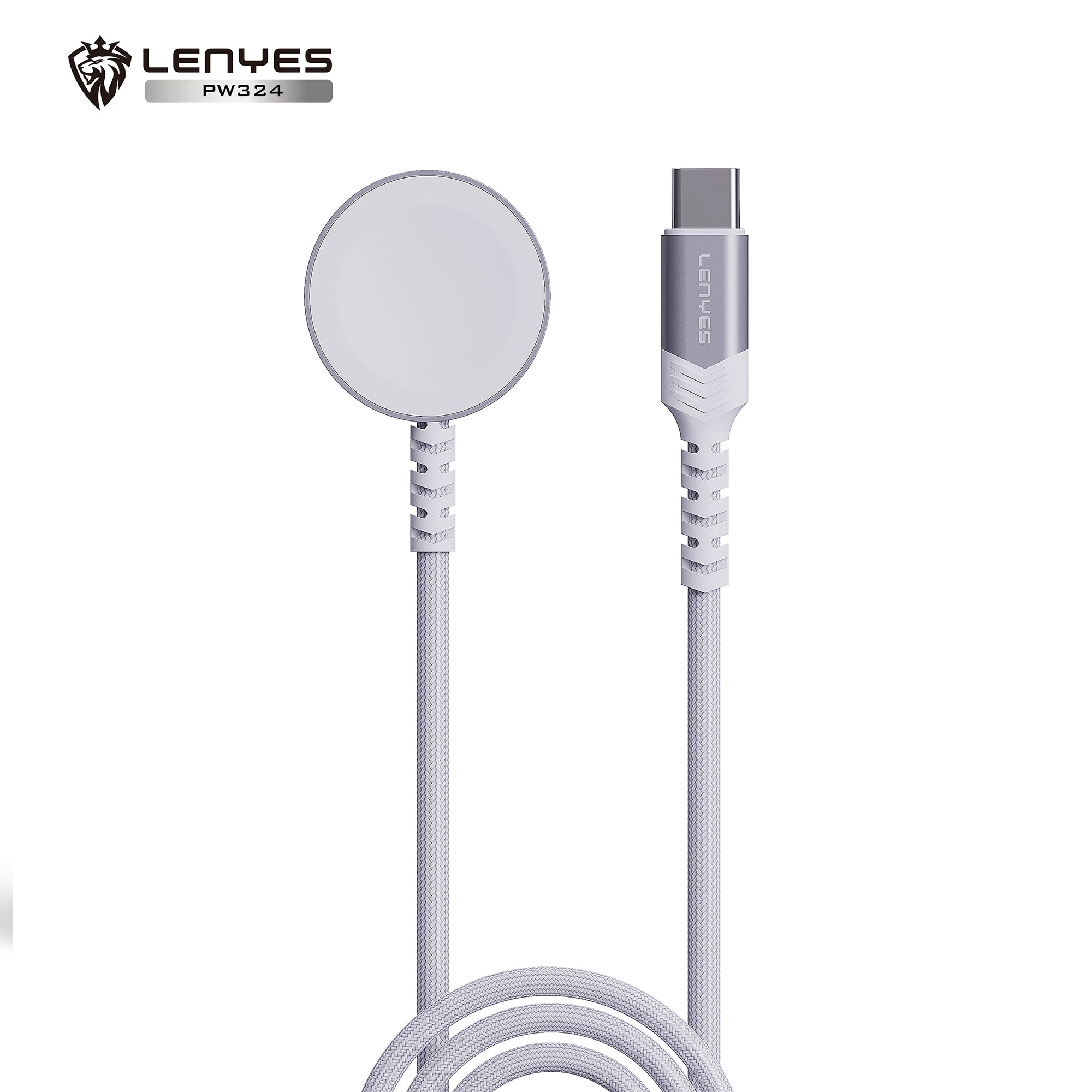 Cargador Magnético para Apple Watch Lenyes PW324 | Cable Trenzado 1.2m | Tipo-C | Chip Anti-Actualización