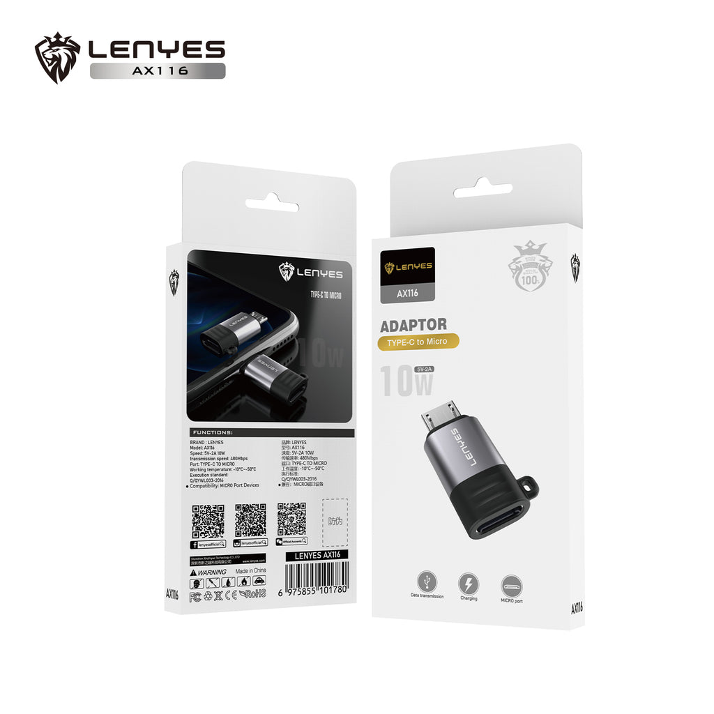 AX116 Adaptador Tipo-C a Micro USB/V8 -Lenyes