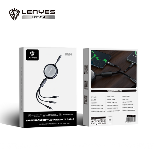 Cable Retráctil 3 en 1 - 60W LENYES LC524