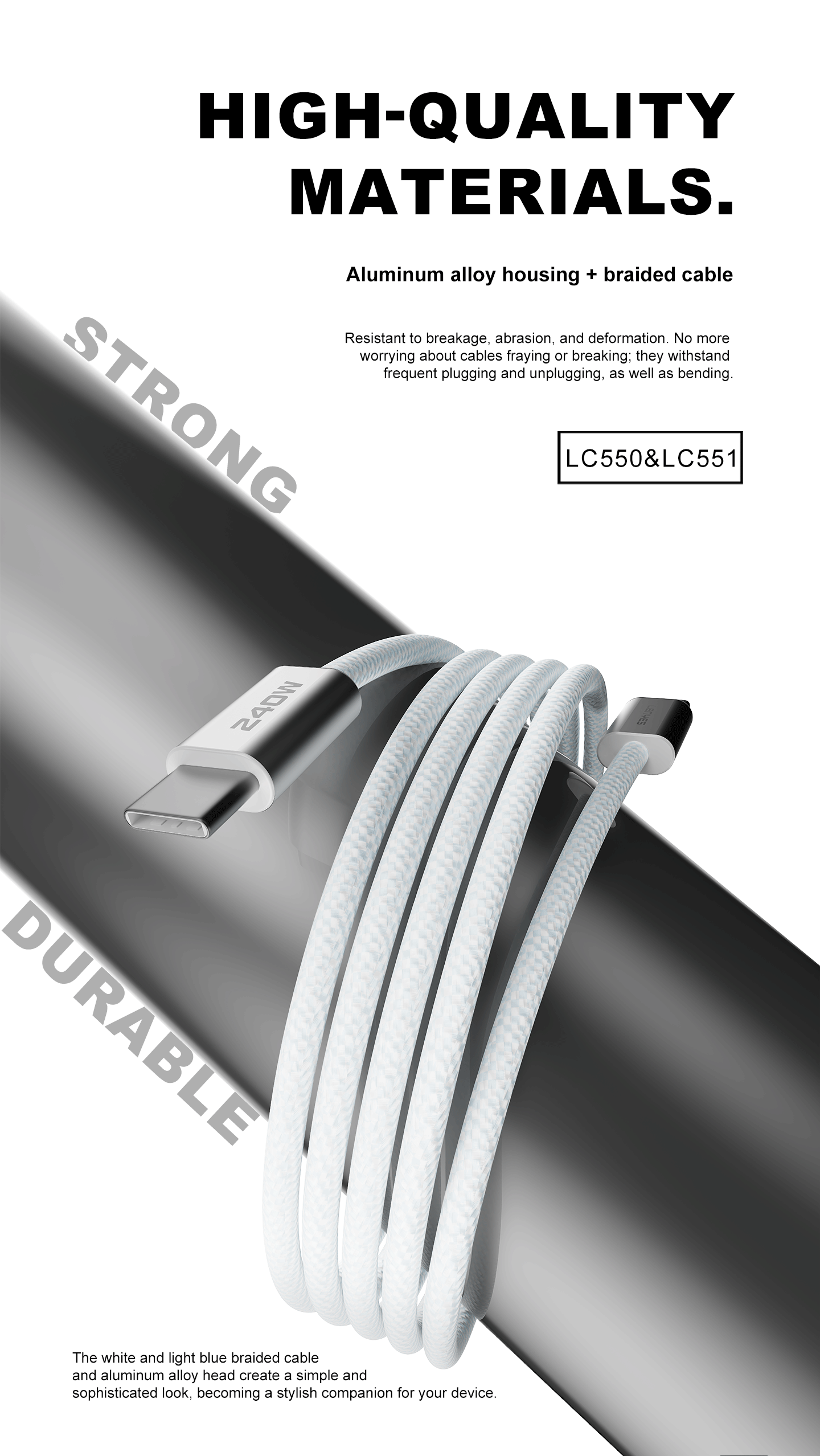 LENYES LC550 Cable de Datos USB-C a USB-C 240W